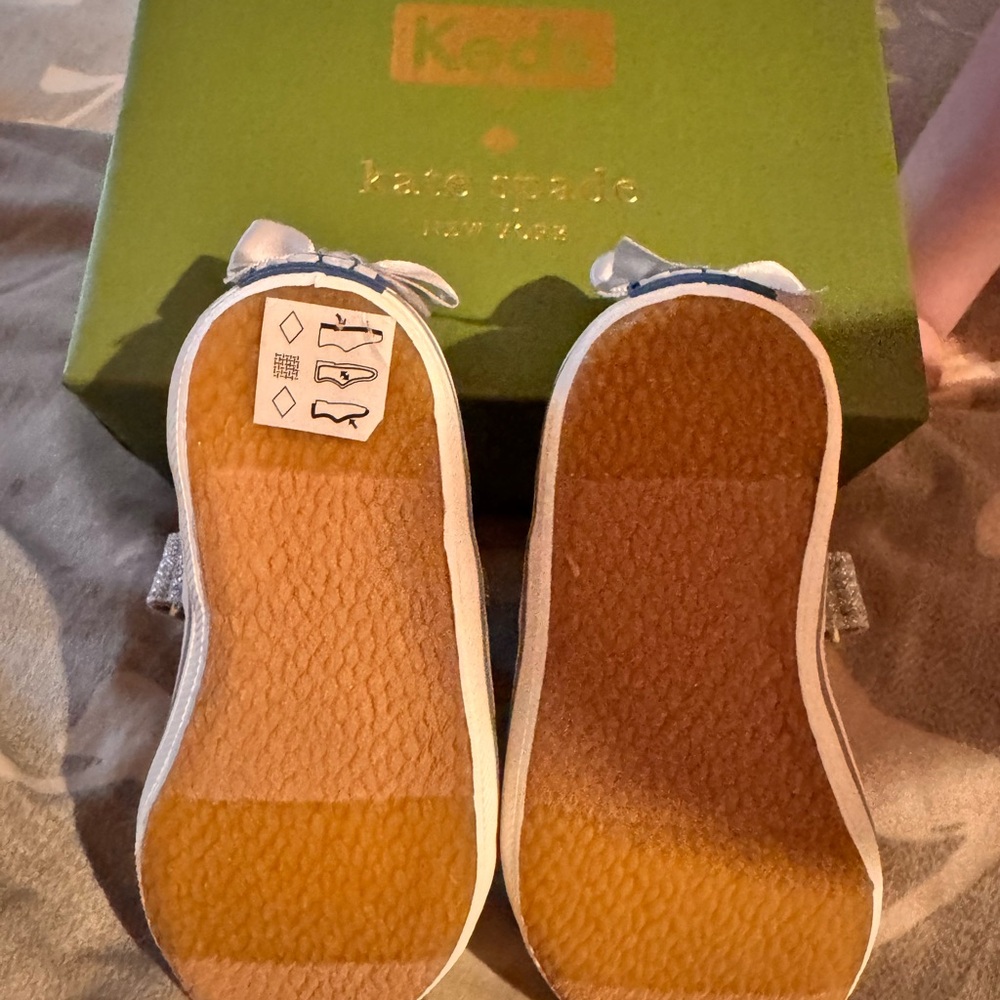 kate spade x Keds Silver Glitter Girl Sneakers with Satin Bows - Picture 4 of 4